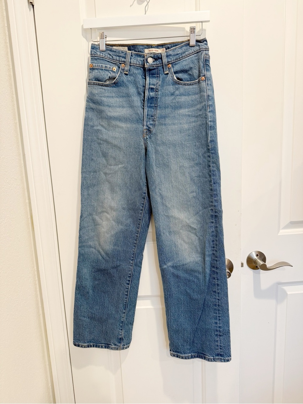 LEVI’S Ribcage Straight Jeans size 27 Rigid Denim High Rise - Picture 4 of 11